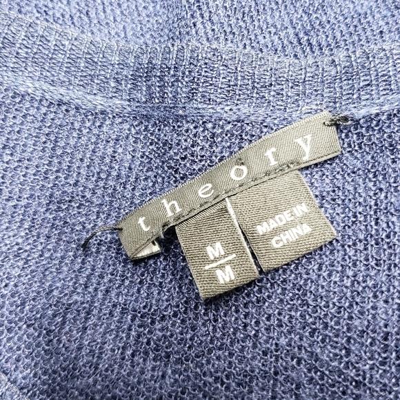 Theory Linen Viscose Lightweight Cardigan Navy Blue Button Up Women's Sz… - Picture 6 of 13
